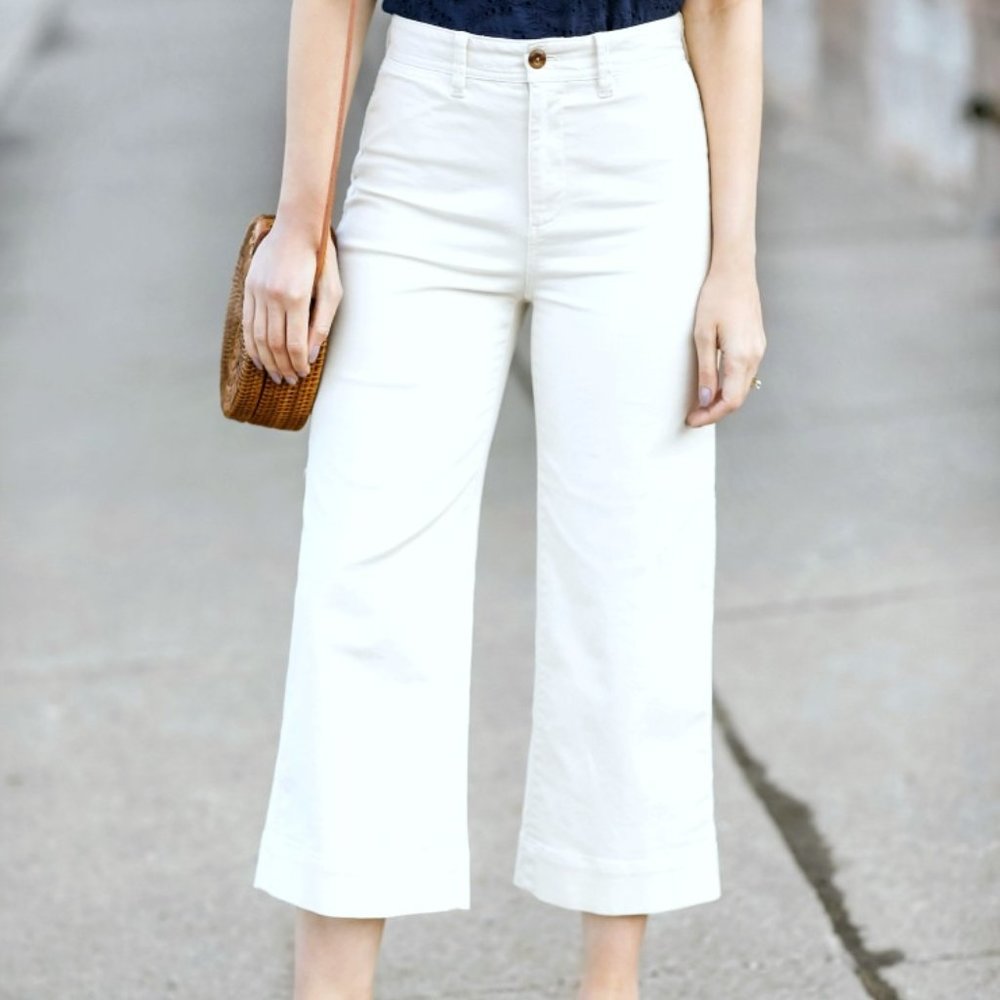 Gap High Rise Cropped Wide Leg Khakis
